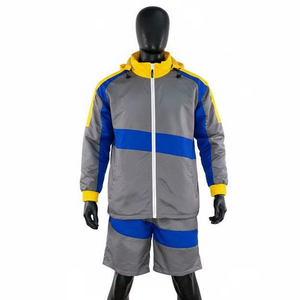 2026 Custom Vintage Printed <b>Mens</b> Hooded Windbreaker <b>Shorts</b> Set Lightweight Waterproof Nylon Track Suit <b>Zip</b> Front Athletic - Product Image 1