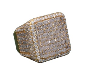 Moissanite Baguette Emerald Cut & Round Shape Diamond <b>Ring</b> Moissanite Customized Sterling Silver Engagement <b>Ring</b> - Product Image 1