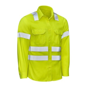 Camisa de Trabajo Unisex de Alta Visibilidad, Manga Larga, Transpirable, Impermeable, Resistente al Viento, de Algodón, Uniforme de Seguridad Reflectante, Amarilla - Product Image 5