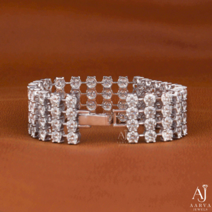 AARVA JEWELS Pulsera de tenis de moissanita con corte brillante y engaste de bisel, plata 925 chapada en rodio, estilo Hip Hop, regalo de lujo para mujer - Product Image 1
