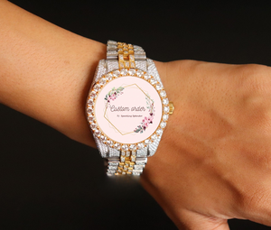 Montre analogique Moissanite VVS Iced Out, bicolore blanc et jaune, style Bust Down Hip Hop pour homme, cadeau pour lui - Product Image 3