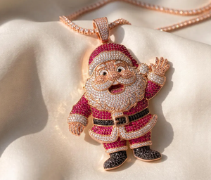 Colgante de Moissanita de Santa Claus para Navidad, Figura Dorada con Micro Pavé Rojo, Blanco y Negro, Collar de Joyería, Regalo - Product Image 5