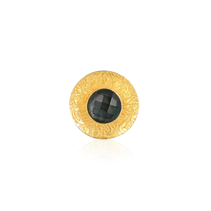 Green <b>Crystal</b> Doublet Brass <b>Ring</b> Handmade Adjustable Boho Statement Fashion Jewelry for Women - Product Image 1