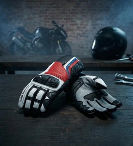 Gants de moto en cuir à doigts entiers, respirants, antidérapants, avec sangle de poignet réglable, pour hommes, été - Product Image 4