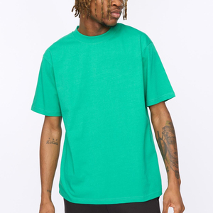 Camiseta de algodón de manga corta con cuello redondo para hombre, color verde sólido, corte regular, estilo casual, tejido jersey. - Product Image 3