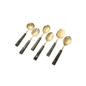 Ensemble de couverts en acier inoxydable doré avec manche en résine blanche, design moderne, passe au lave-vaisselle, durable pour la cuisine, la salle à manger, utilisation décorative - Product Image 3