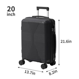 Set di Valigie 2 in 1 in PP con Ruote, Senza Serratura TSA, Nero, 12/20 Pollici - Product Image 5