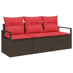 Juego de sofás de jardín de ratán sintético marrón de 3 piezas - Product Image 2