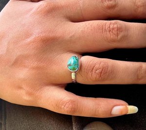 Kingman <b>Turquoise</b> <b>Ring</b> Sterling Silver Boho Statement Gemstone Jewelry Handmade for Women - Product Image 4