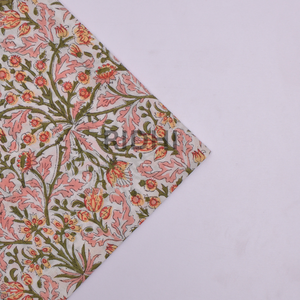 Servilletas de Algodón con Estampado Floral Rosa Salmón, Hechas a Mano en India por Ridhi, con Bordado, Reutilizables para Bodas, Restaurantes y Hoteles - Product Image 5