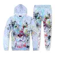 Ensemble de survêtement homme 2026 imprimé 3D Lion personnalisé, 100 % coton, hiver, style anime, deux pièces (pantalon et sweat à capuche) avec sublimation