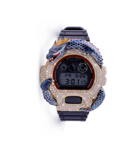 Montre numérique Dragon Bezel avec pierres en moissanite, bracelet en caoutchouc de 40 mm, montre de luxe pour homme - Product Image 1