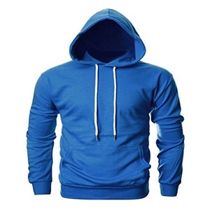 Sweat-shirts à capuche streetwear d'hiver bleus pour hommes, avec logo personnalisé sur le devant, en molleton, haute qualité, commandes en gros, 100% coton - Product Image 2