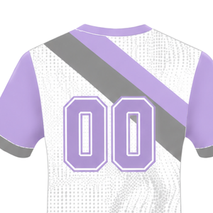 Maillot de rugby à manches courtes gris blanc lavande, col rond, graphique, performance athlétique, vêtements de sport d'équipe, entraînement, match, maillot de rugby - Product Image 4