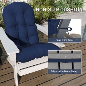 Cojines de silla Adirondack azul marino Cojines de silla de patio con respaldo alto para exteriores con lazos Cojines de asiento de repuesto antideslizantes - Product Image 6