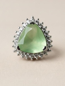 Bague ajustable plaquée or 22 carats avec rubis et zirconiums cubiques, bague de cocktail, bijou de mariage et de fiançailles traditionnel - Product Image 1
