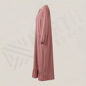 Abaya de style Dubaï pour femmes musulmanes, robe longue moderne et modeste, en polyester et coton respirant et écologique, vente en gros - Product Image 3