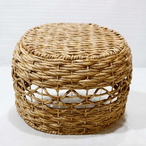 Water Hyacinth Laundry Storage <b>Basket</b> Blanket <b>Basket</b> Handwoven <b>Basket</b> Round wicker bin Open Weave <b>Hamper</b> with Handles - Product Image 2