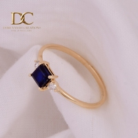 Anillo Étnico de Oro Sólido de 14 Quilates con Diamante Cultivado en Laboratorio y Zafiro Azul Real Cultivado en Laboratorio, Diseño Elegante, Joyería Fina para Mujer, Anillo de Boda