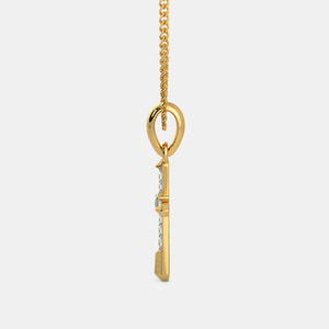 Collar con Colgante de Cruz de Oro Amarillo con Diamante Cultivado en Laboratorio - Product Image 2
