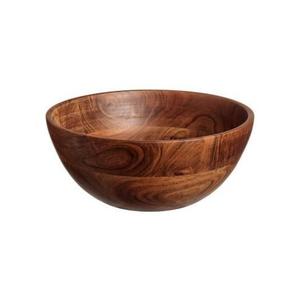 Bol de service en bois d'acacia de style nouveau avec poignées noires, finition naturelle, design occidental, pour la présentation des aliments, vaisselle de cuisine - Product Image 2