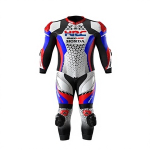 Traje de cuero prémium para hombre, mono de moto de una pieza para carreras con protectores, ideal para el día de pista, con joroba - Product Image 1