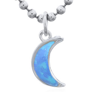 Impresionante Colgante de Plata de Ley 925 con Ópalo Azul en Forma de Luna Creciente para Uso Diario - Product Image 1