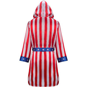 Disfraz de Boxeo para Hombre, Bata de Satén con Capucha, Pantalones Cortos, Cinturón y Capa con Diseño de Bandera Americana, Disfraz de Luchador Campeón para Halloween - Product Image 4