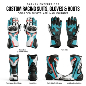 Combinaison de course en cuir personnalisée pour moto, équipement de protection OEM pour la moto, vêtements de piste, vente en gros, ensemble bottes et gants - Product Image 4