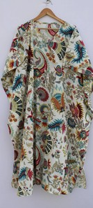 Kaftan <b>Robe</b> <b>Women</b> 100% Cotton Floral Animal Print V Neck Wrap Dress Breathable Quick-<b>Dry</b> Short Sleeve Beach Holiday Loungewear - Product Image 3