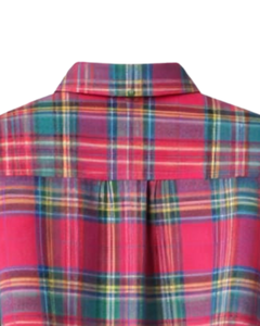 Chemise courte pour femme à carreaux roses personnalisée, col rabattu, manches longues, boutonnée, style décontracté, fabricant OEM - Product Image 6