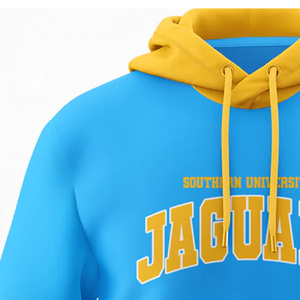 Sudadera con Capucha Personalizada con Logotipo, de Algodón Suave, Color Cielo y Dorado, Sudadera con Capucha Negra Extra Grande para Hombre, con Estampado Personalizado, Cuello Redondo, Felpa Francesa - Product Image 6