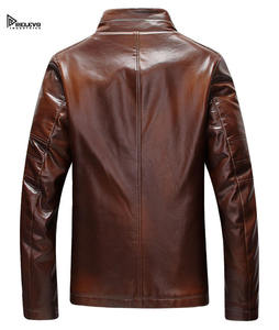 Chaqueta de Cuero para Hombre con Cuello de Piel, Abrigo Cálido para Invierno, Ropa Exterior de Primera Calidad, Fabricante OEM al por Mayor - Product Image 2