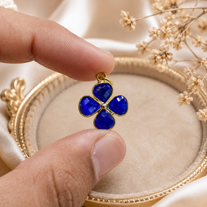 Dyed Sapphire Blossom Pendant | Faceted <b>Blue</b> Gemstone Charm for Jewelry Making Use For <b>Necklace</b> - Product Image 1