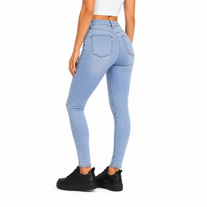Private Label Women <b>Stretch</b> Skinny <b>Denim</b> Jeans High Waist Solid Color Casual Fashion Trousers OEM ODM Custom Manufacturer - Product Image 6