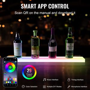 Espositore per Bottiglie di Liquori a 1 Livello con Illuminazione LED, 30 Pollici, Montaggio a Parete, per Bar Commerciali e Domestici, Illuminazione a 1 Livello - Product Image 3