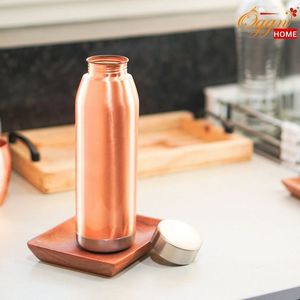Floral Design <b>Metal</b> <b>Water</b> <b>Bottle</b> Portable Travel Use With Coaster - Product Image 3