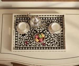 Luxury Handmade Eco-Friendly Bone Inlay Feng Shui Tray Elegant Decorative Design Premium Quality Home <b>Kitchen</b> Serving Hot - Product Image 6