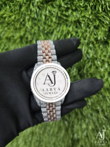 AARVA JEWELS นาฬิกาข้อมือสตรีสแตนเลสสตีลหรูหรา 38 มม. หน้าปัดทรงกลม ระบบควอตซ์ พร้อมคริสตัลแซฟไฟร์และประดับเพชร - Product Image 2