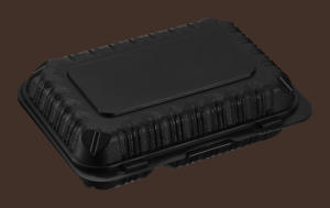 Conteneur à clapet noir à 2 compartiments, 9 pouces, avec charnières et remplissage minéral, à double languettes avant ventilées - Product Image 2