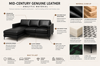 Luxuriöses Echtleder-Ecksofa mit Chaiselongue für Moderne Wohnzimmer, Villen und Heimeinrichtungen