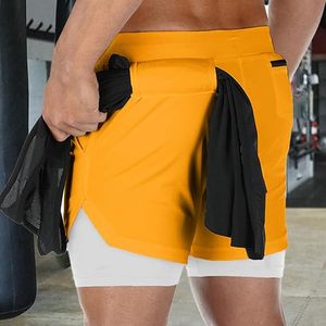 Custom Logo Men's Double <b>Layer</b> Blank Sports Athletic Workout Running Gym Shorts With Liner Breathable 2 In 1 Activewear Shorts - Product Image 4