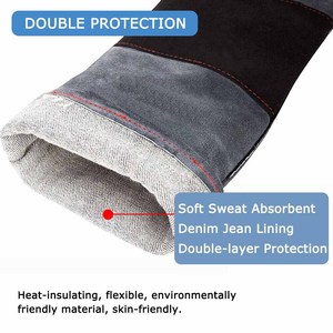 Gants de soudure en cuir de vachette renforcé, résistants à la chaleur et aux étincelles, ignifuges pour la lutte contre les incendies, la construction et le barbecue - Product Image 5