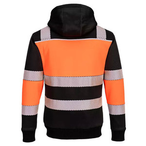 Men Reflective Stripes Hooded Sweatshirt Long Sleeve Construction Security Winter Safety Zipper Hoodies - Product Image 2