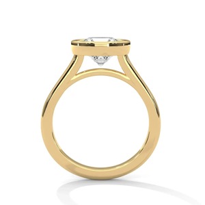 Bague solitaire minimaliste en or jaune 14 carats avec diamant rond de 1,45 carat cultivé en laboratoire, sertie de saphirs, pour femme - Product Image 3