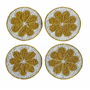 Juego de posavasos con forma de flor de alta calidad, 4 posavasos con cuentas de vidrio para bebidas, posavasos para decoración de mesa de café, precio al por mayor - Product Image 5