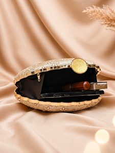 Beige Floral Embroidery Party <b>Clutch</b> Bag Designer Party Handbag for Women <b>Wedding</b> Occasions - Product Image 3