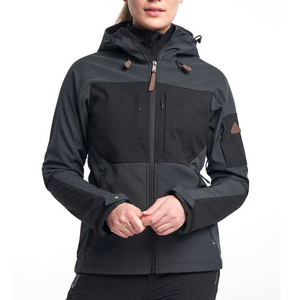 Parka Negra con Capucha para Mujer, Manga Larga, Cierre de Cremallera, Resistente al Viento, Estilo Casual, Color Sólido, Largo Regular - Product Image 3