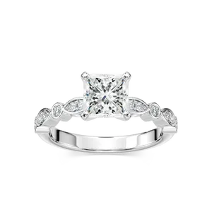 Anillo de compromiso Marilyn con diamante de 1 quilate talla princesa y piedras laterales, banda de oro rosa, diamantes brillantes, elegante y atemporal. - Product Image 3
