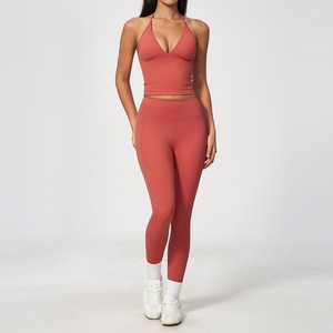 Autumn Women Tight Tank Top and Wide Leg Yoga <b>Set</b> High Waist Shorts Stretch Workout Active Wear Gym 4pcs Fitness <b>Set</b> - Product Image 2